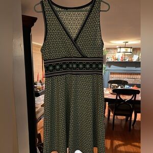 Max Studio Womens Large Multicolor Geometric Floral Midi Dress green white